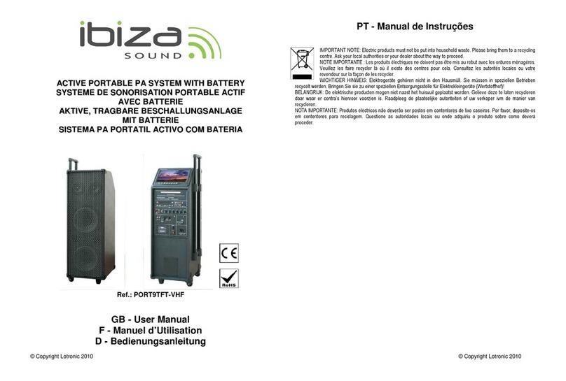 Ibiza sound PORT9TFT-VHF user manual