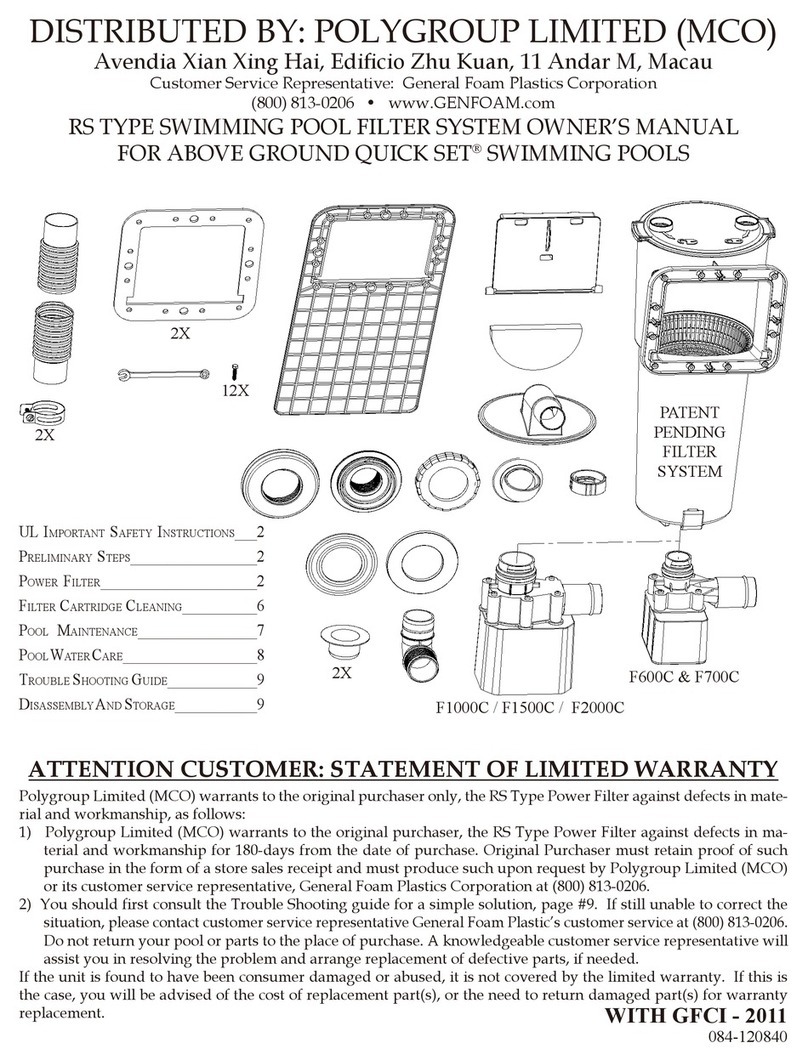 POLYGROUP LIMITED RS600 Filter System with F600C Pump instructions