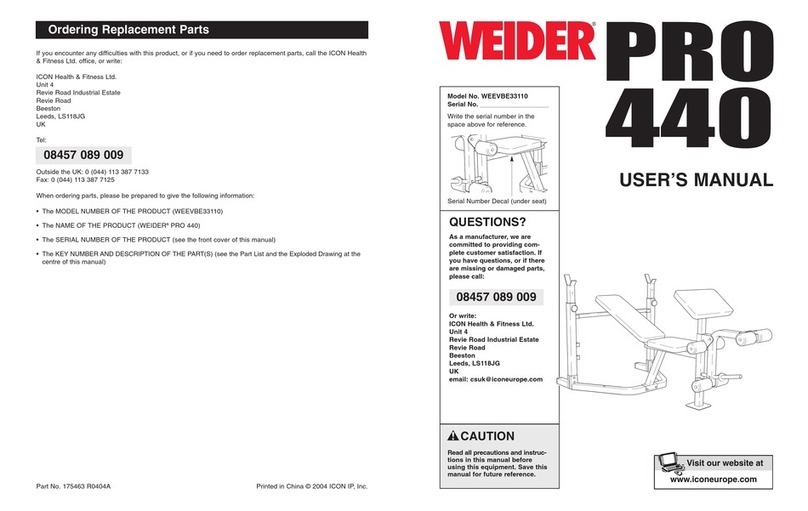 Weider WEEVBE33110 User manual