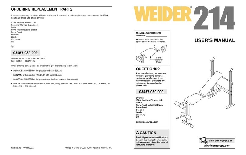 Weider WEEMBE35220 user manual