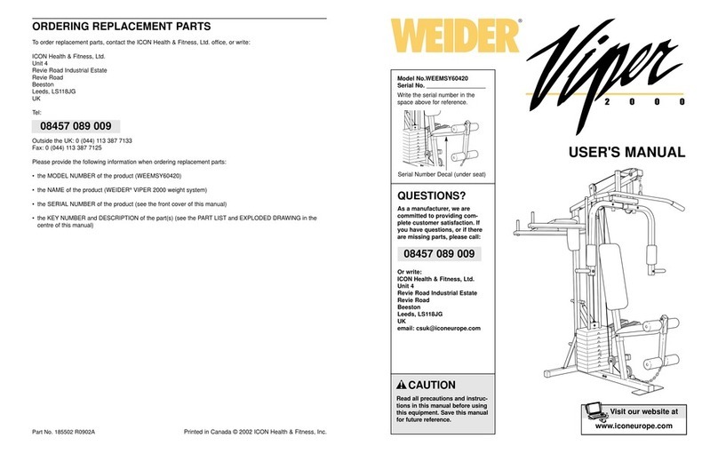 Weider WEEMSY60420 user manual