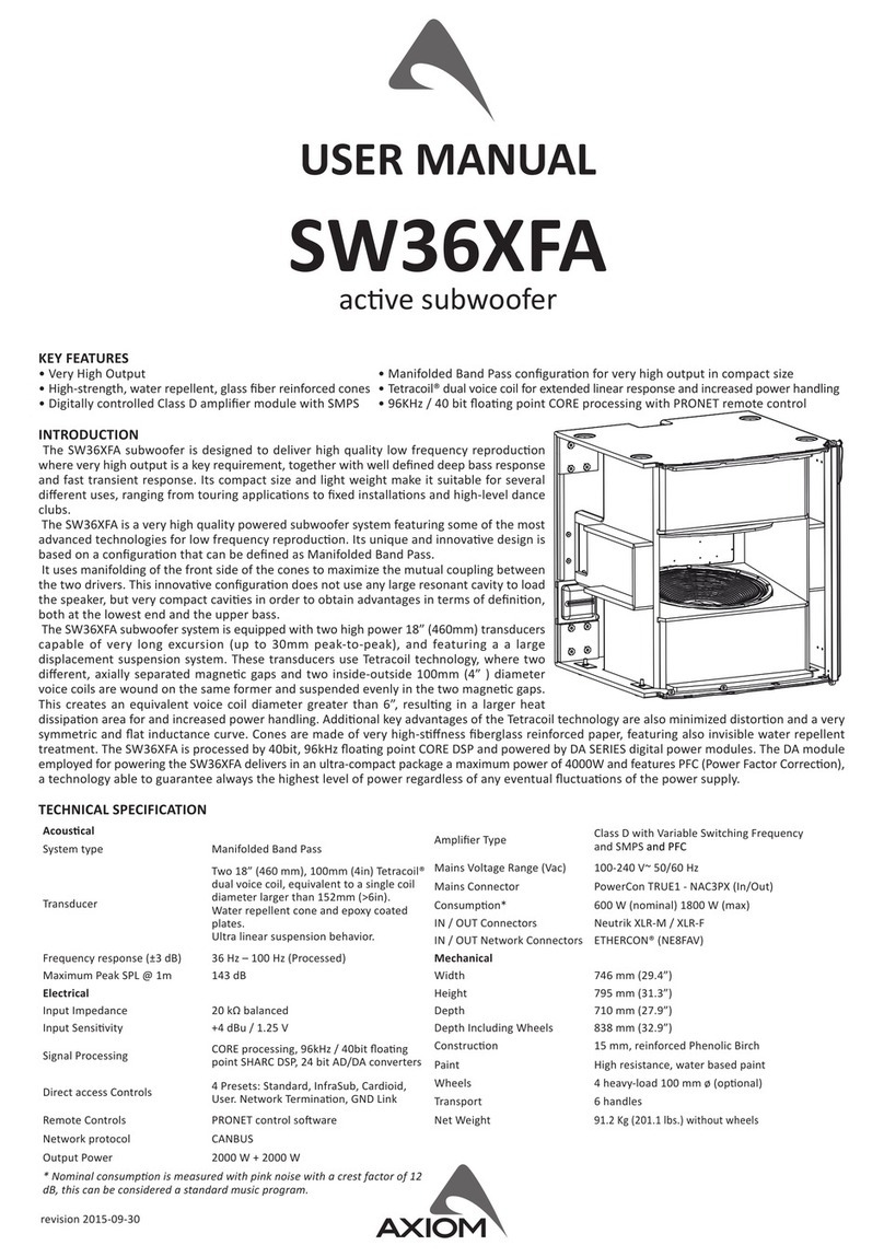 Axiom Audio SW36XFA user manual