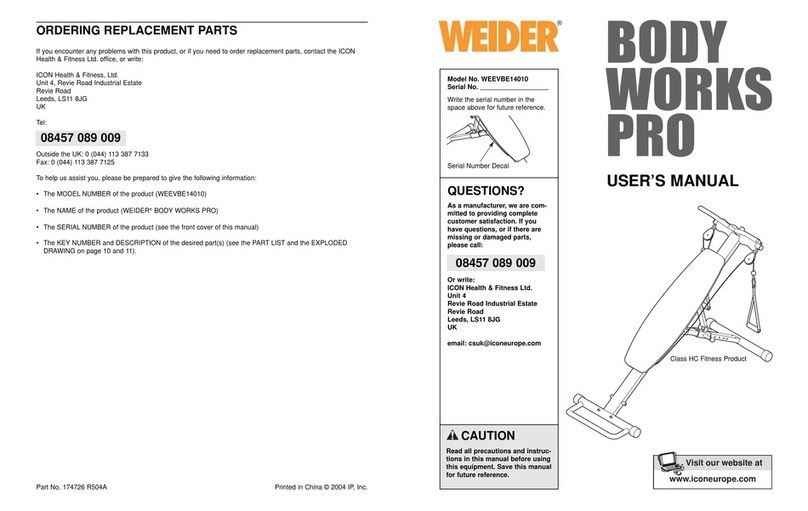 Weider WEEVBE14010 user manual