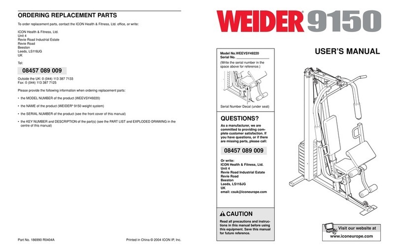 Weider WEEVSY49220 User manual