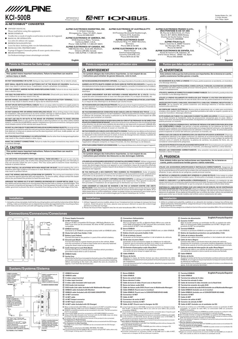 Alpine KCI-500B User manual