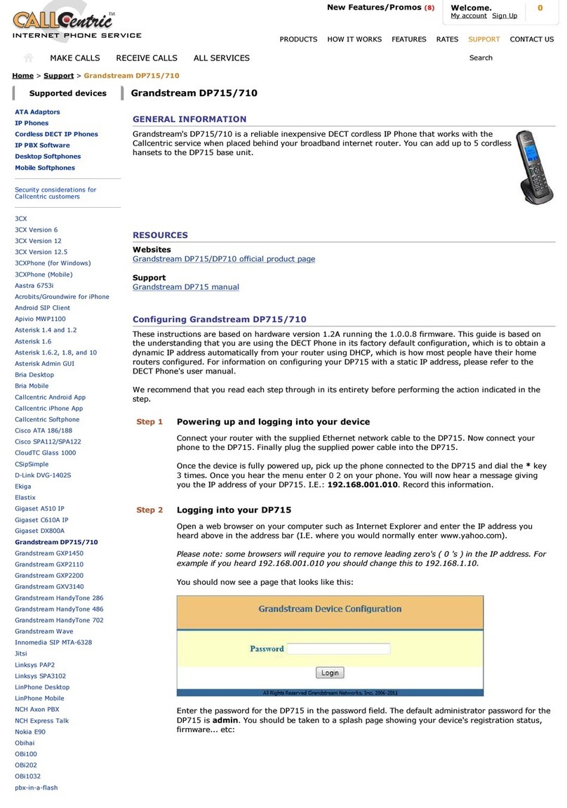 Grandstream Networks DP715 Instruction sheet