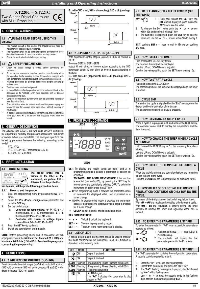 dixell XT220C Instruction Manual