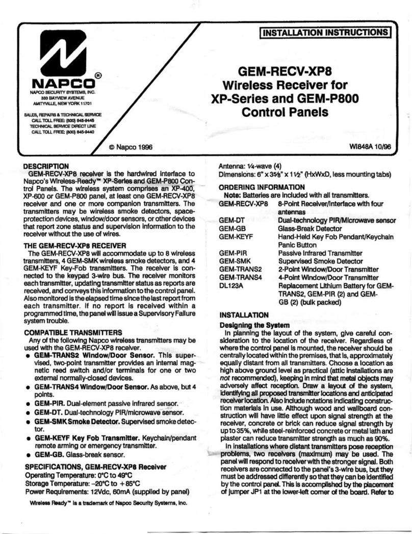 NAPCO GEM-RECV-XPS User manual