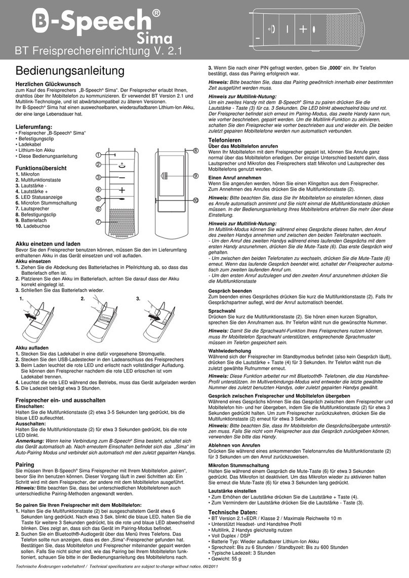 B-Speech Sima User manual