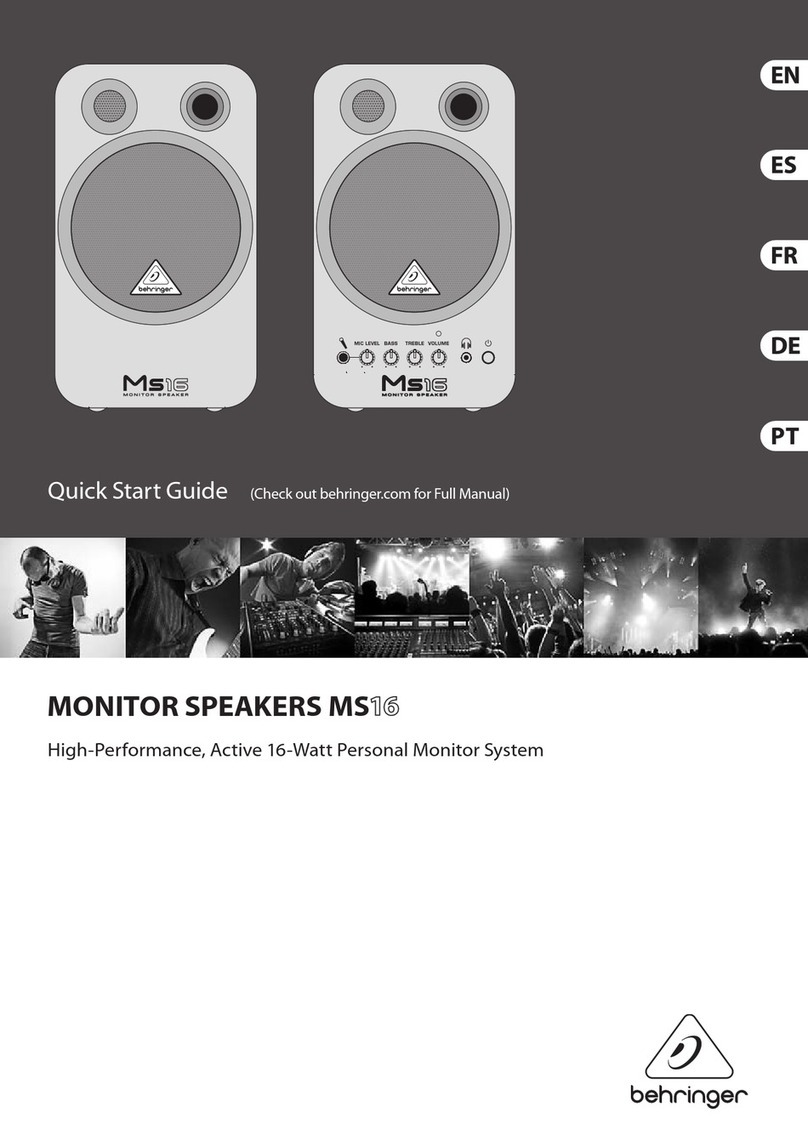 Behringer Monitor Speakers MS16 quick start guide