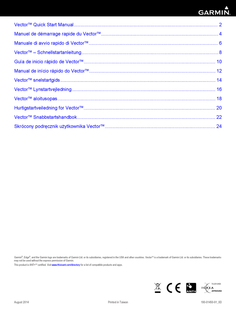 Garmin Vector Series Quick start manual