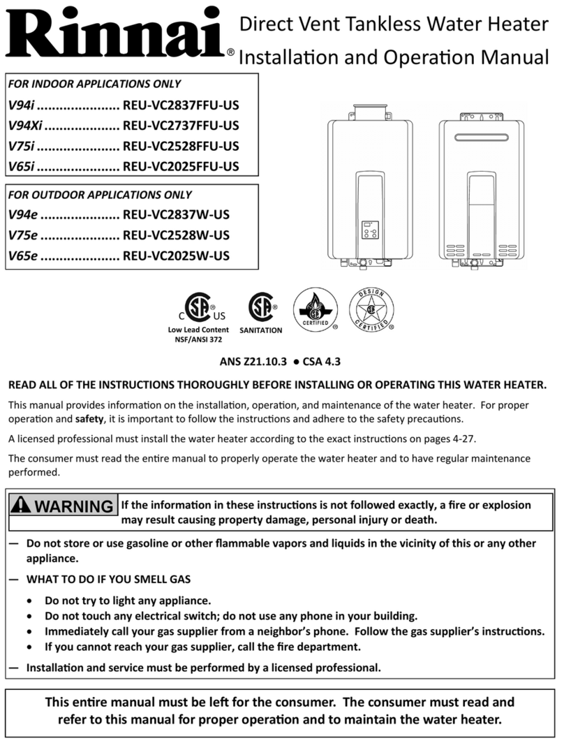 Rinnai REU-VC2837FFU-US Installation and operation manual