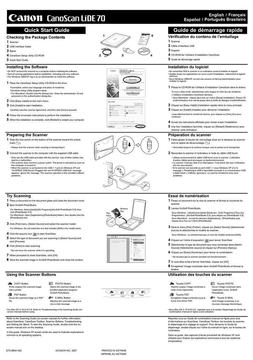 Canon CANOSCAN LIDE 70 quick start guide