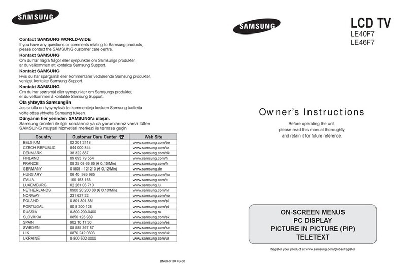 Samsung LE40F7 Use and care manual