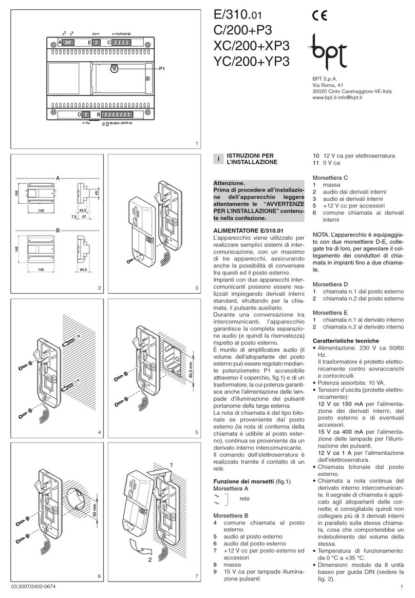 Bpt E/310.01 installation instructions
