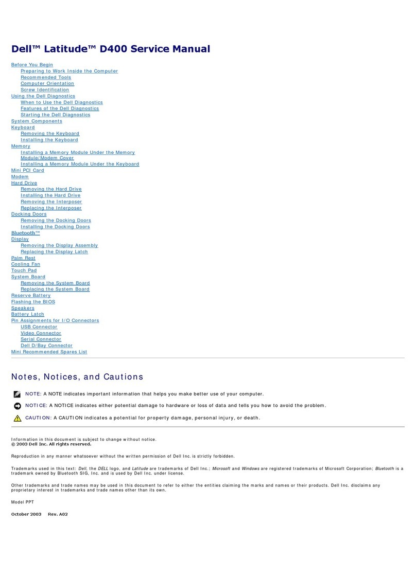 Dell d400 - Latitude - Pentium M 1.3 GHz Service manual