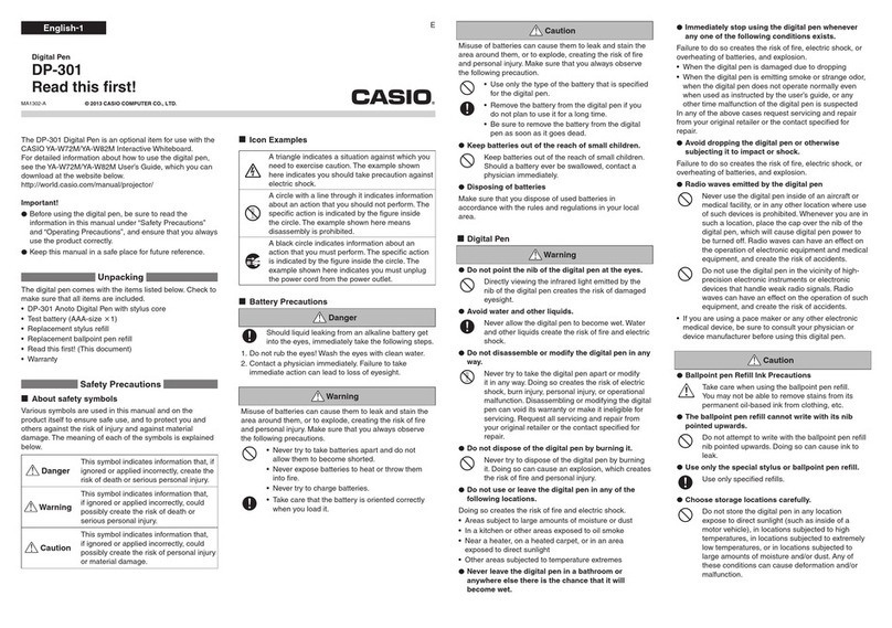 Casio DP-301 Instruction sheet