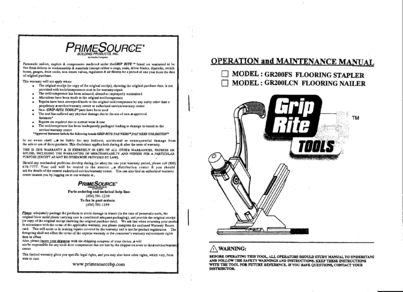 Prime Source Grip Rite GR200FS Operation and maintenance manual