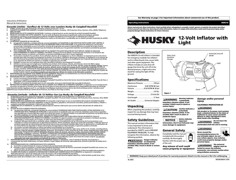 Husky HDR310 operating instructions