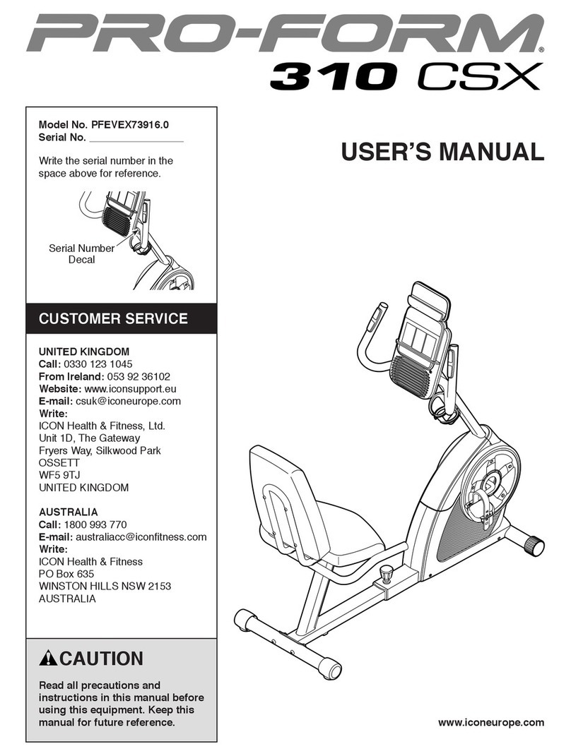 Pro-Form 310 CSX PFEVEX73916.0 user manual