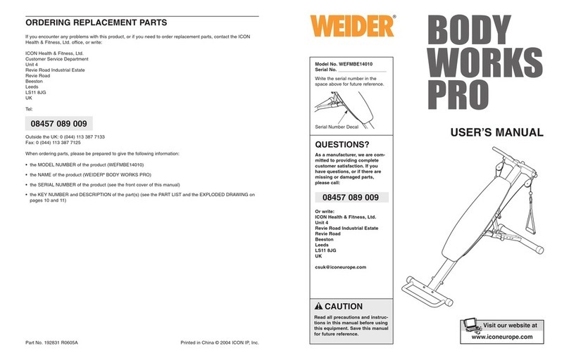 Weider BODY WORKS PRO WEFMBE14010 user manual