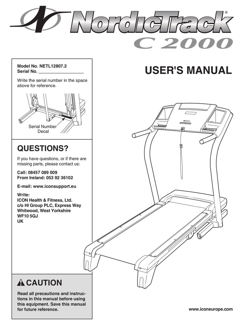 NordicTrack C 2000 Treadmill User manual