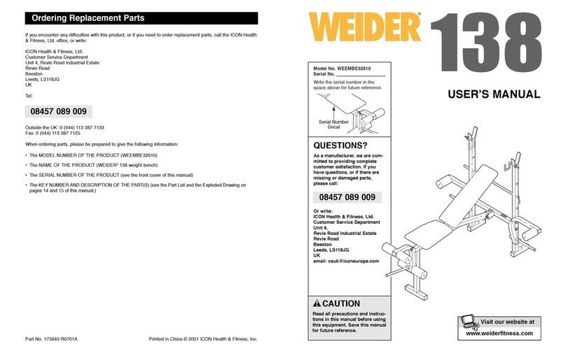 Weider WEEMBE32610 User manual