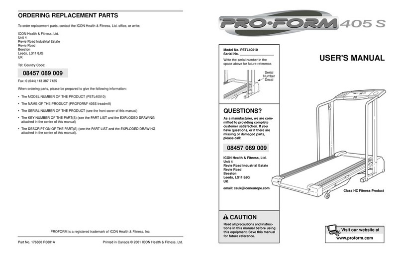 Pro-Form 405 S PETL40510 User manual Pro-Form 405 S PETL40510 User manual
