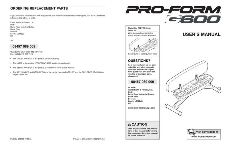 Pro-Form G600 PFEVBE12540 user manual