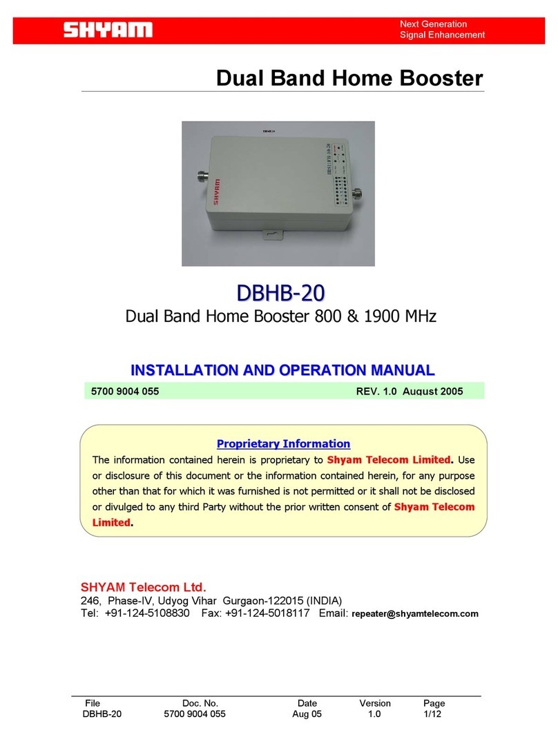 Shyam DBHB-20 Installation and operation manual Shyam DBHB-20 Installation and operation manual