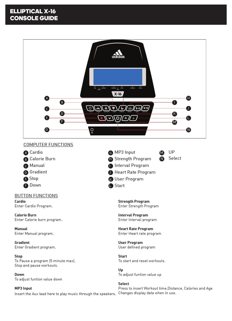 Adidas ELLIPTICAL X-16 Console guide