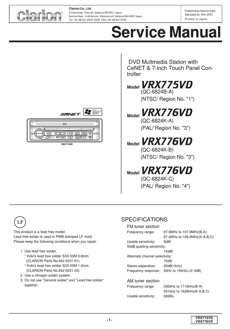 Clarion VRX775VD Service manual