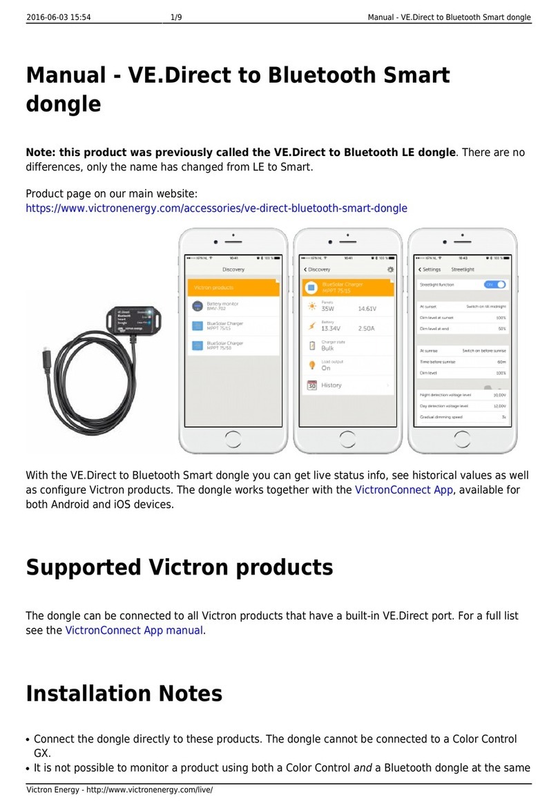 Victron energy VE.Direct to Bluetooth Smart dongle User manual