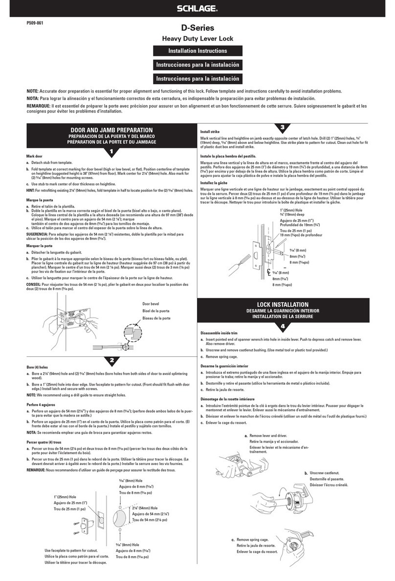 Schlage D50 installation instructions