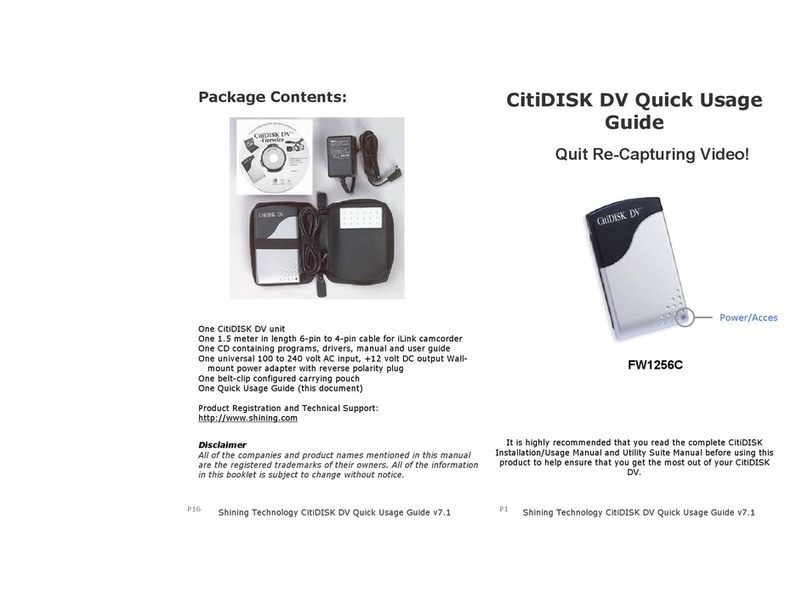 Shining Technology CitiDISK DV FW1256C Quick use guide