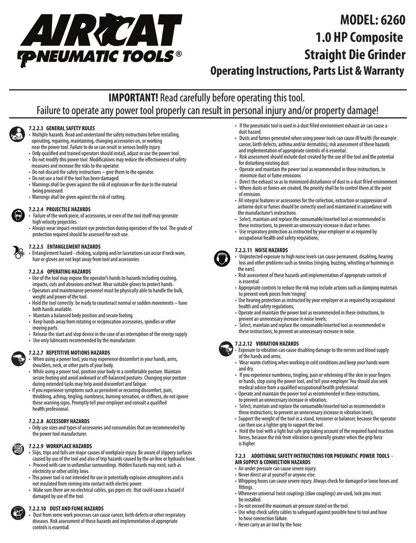 Aircat 6260 Operating instructions, parts list & warranty