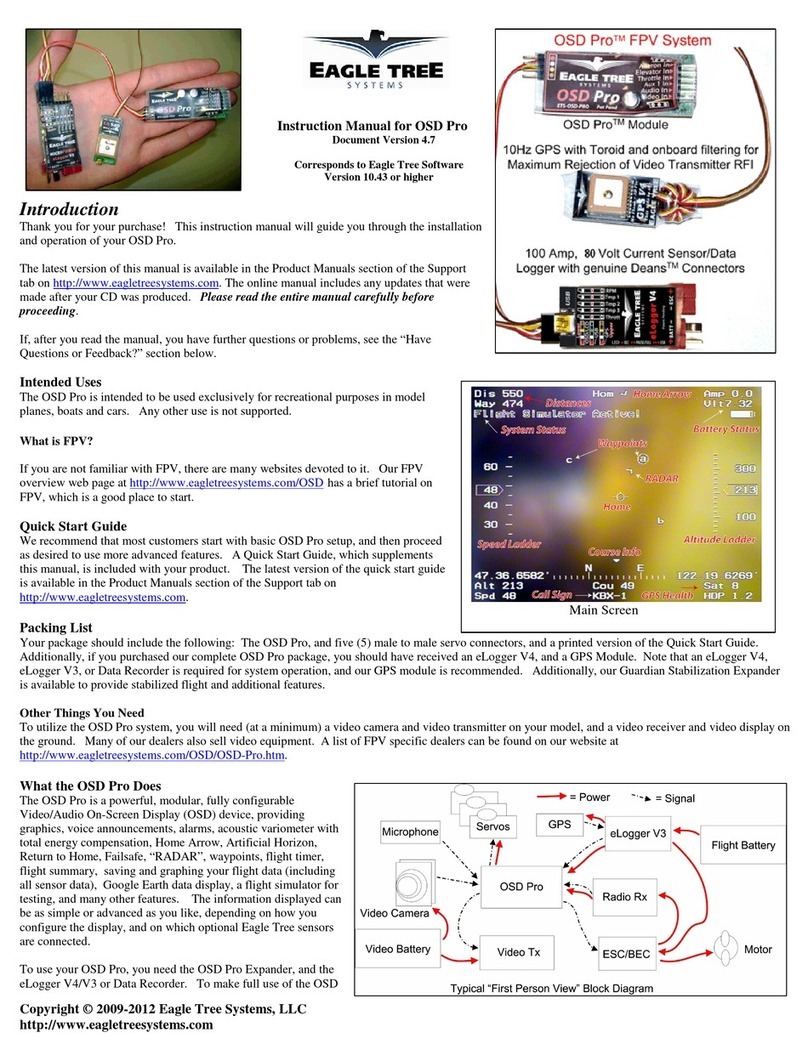 Eagle tree OSD pro Instruction manuals