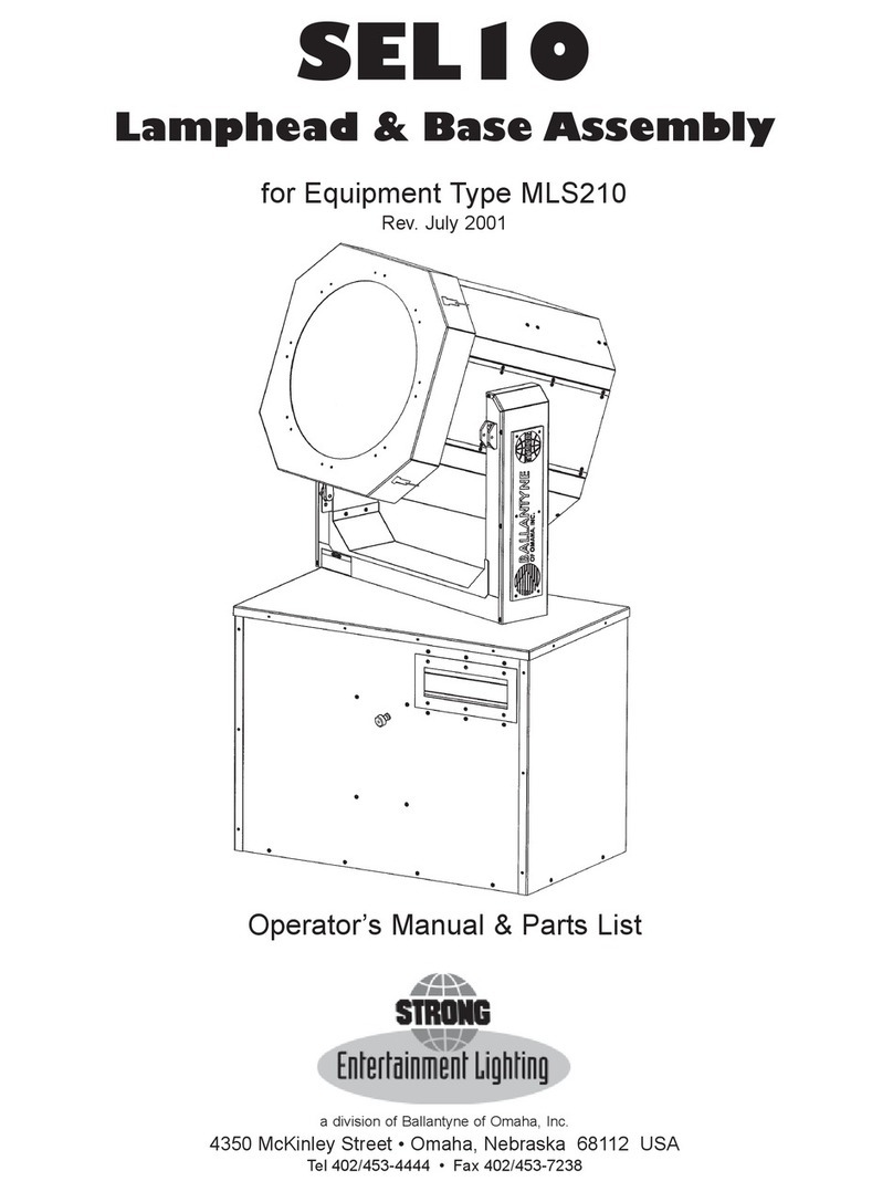 Strong Entertainment Lighting SEL10 Operator's manual & parts list Strong Entertainment Lighting SEL10 Operator's manual & parts list