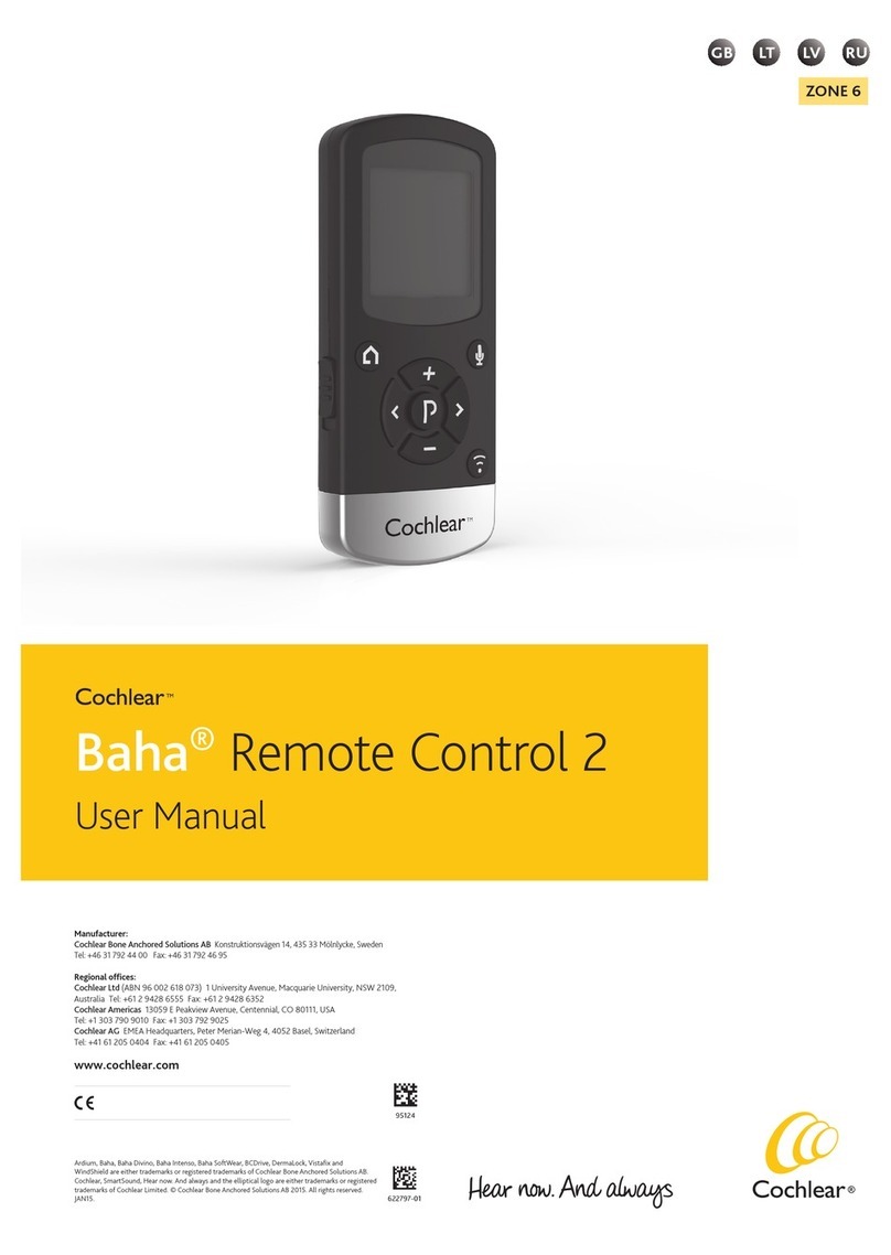 Cochlear Baha remote control 2 user manual