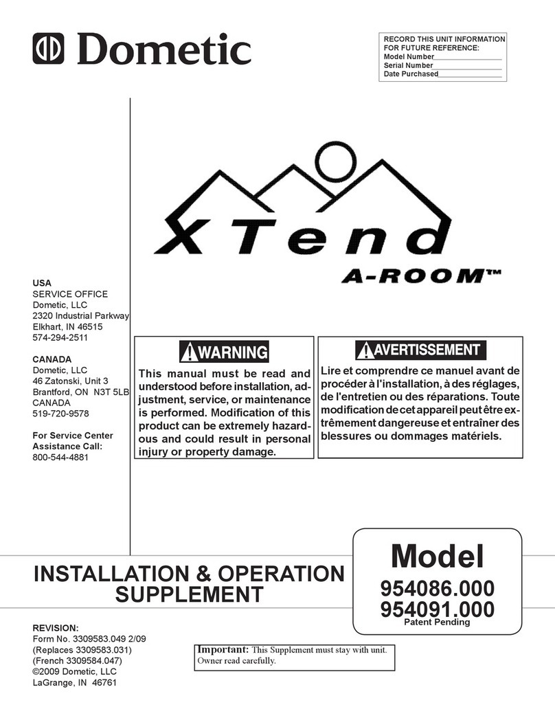 Dometic Xtend A-Room 954086.000 Installation/operation supplement