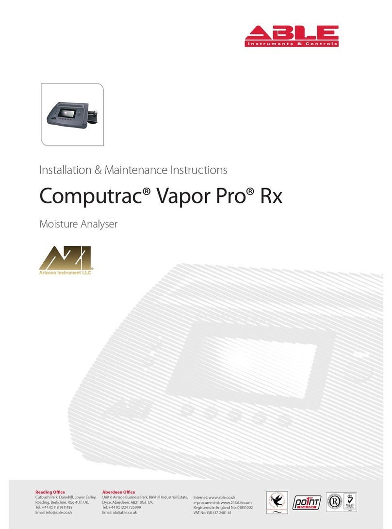 ABLE Computrac Vapor Pro Rx Installation and operating instructions