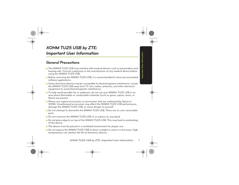 Zte XOHM TU25 Important user information