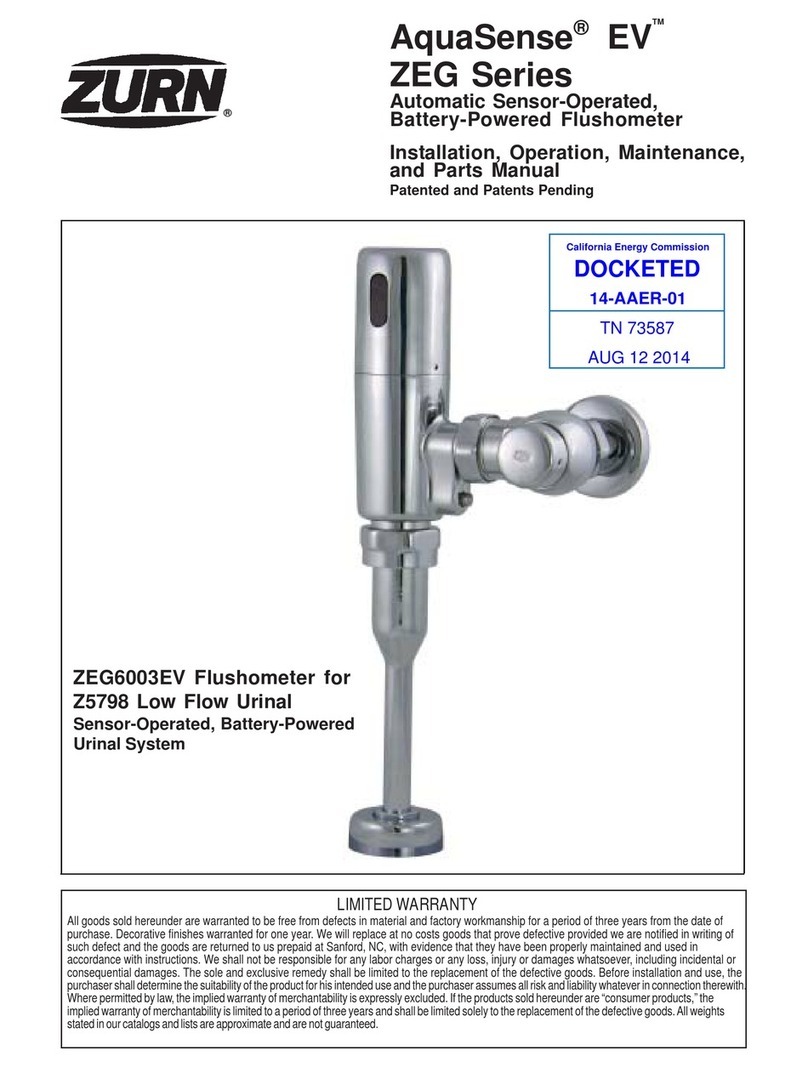 ZURN ZEG6003EV Installation, operation, maintenance and parts manual