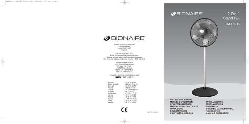 Bionaire 2 Cool BASF1016 instruction manual