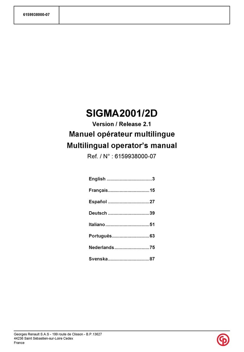 Georges Renault S.A.S SIGMA2001/2D Operator's manual Georges Renault S.A.S SIGMA2001/2D Operator's manual