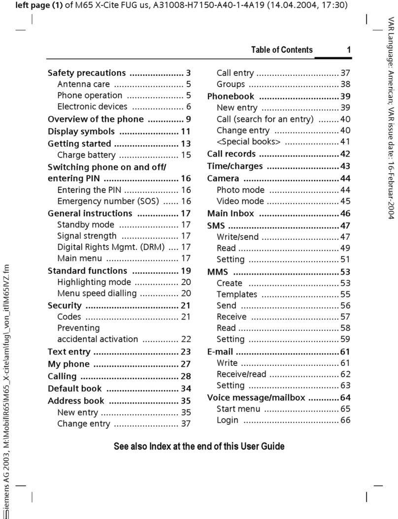 Siemens M65 User manual