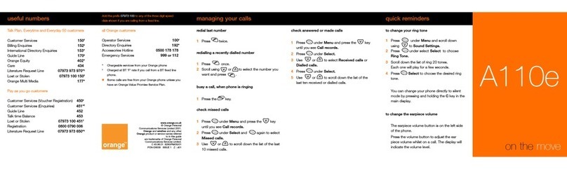 Samsung ORANGE A110e Quick reference guide