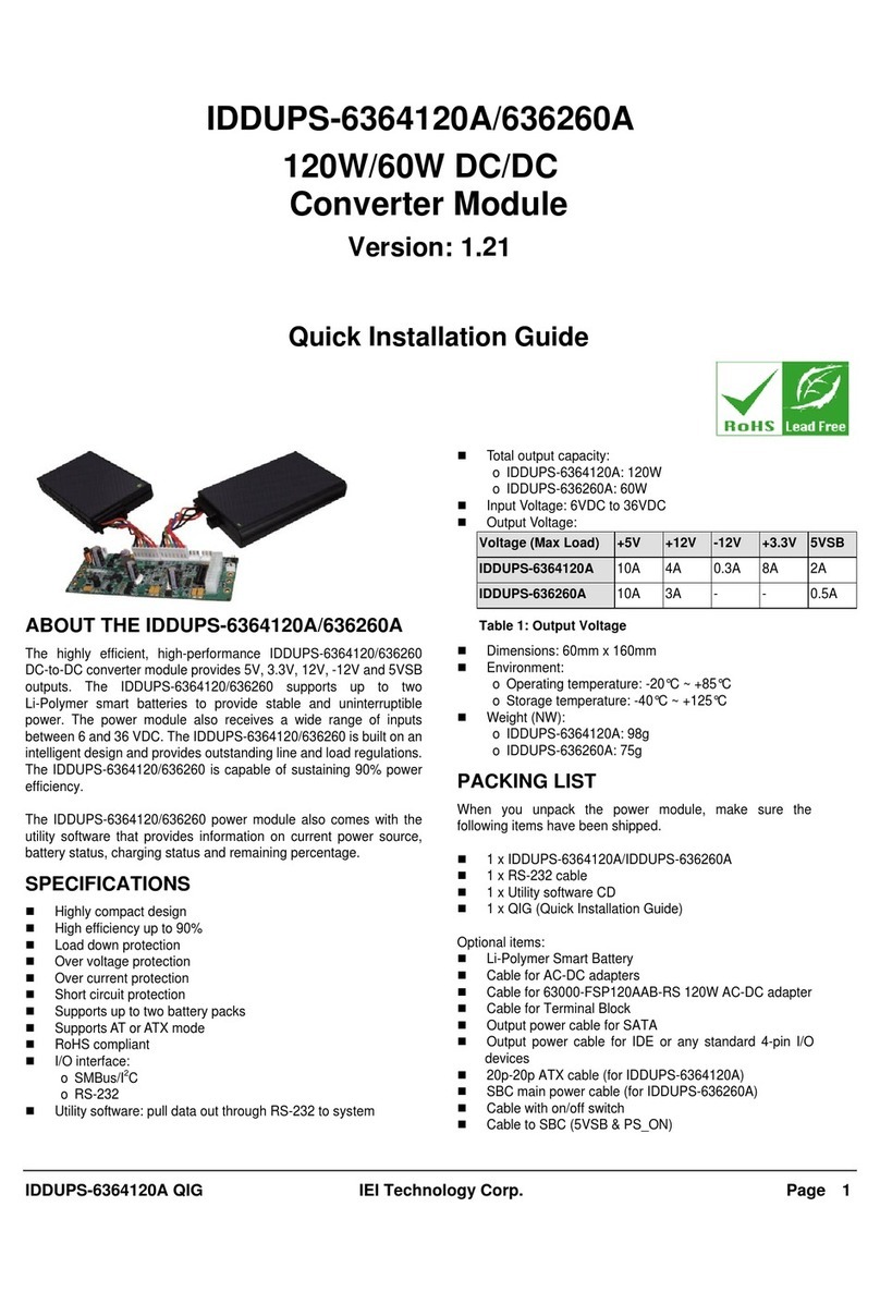 IEI Technology IDDUPS-6364120A Quick installation guide