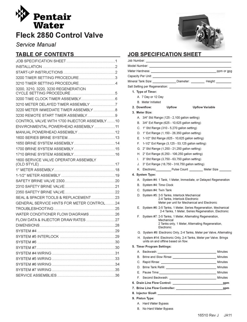 Pentair Pool Products Fleck 2850 User manual