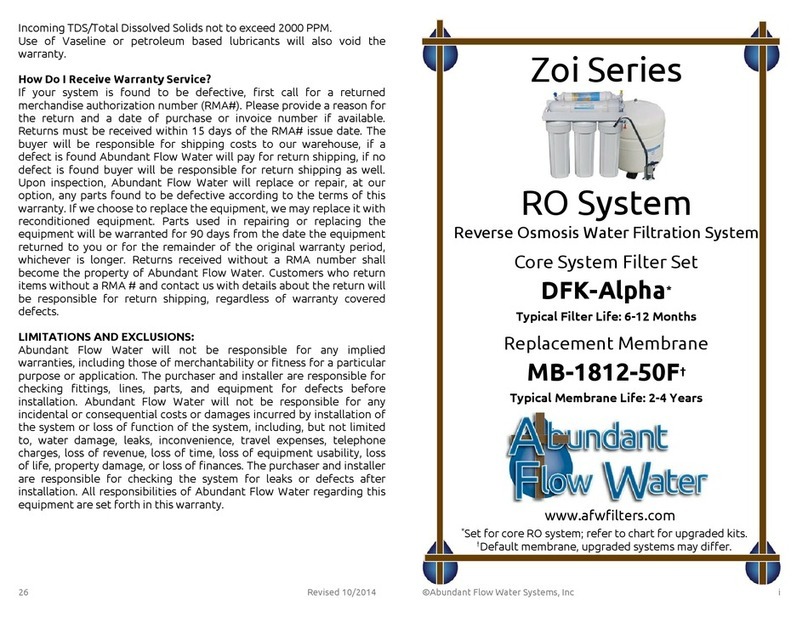 Abundant Flow Water Zoi DFK-Alpha Service manual